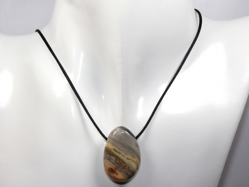 crazy lace agate with cord or silver 925