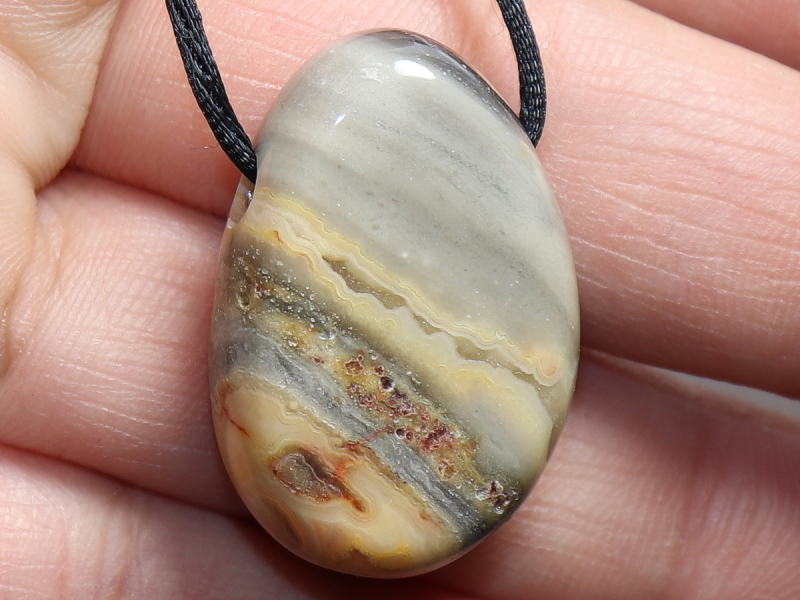 crazy lace agate with cord or silver 925