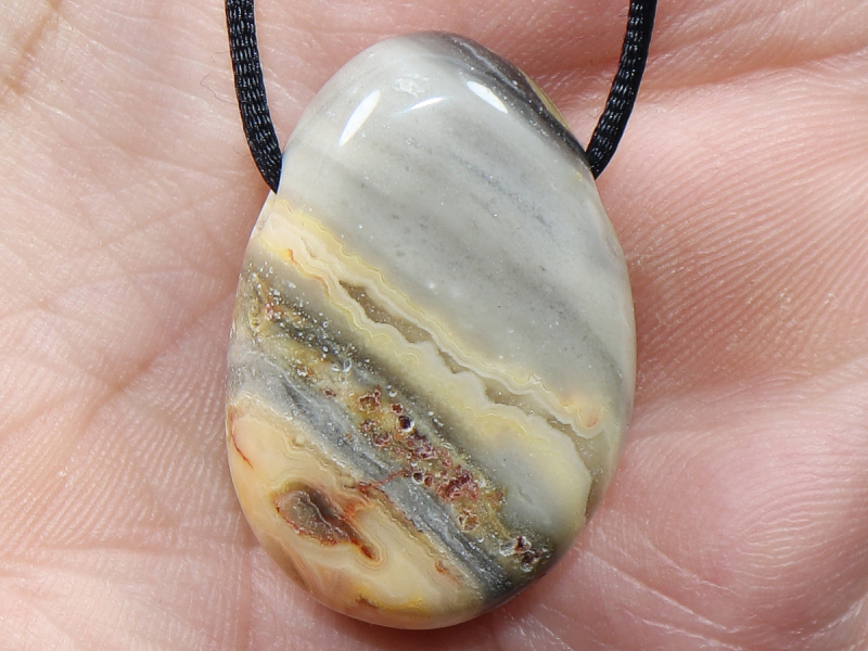crazy lace agate with cord or silver 925