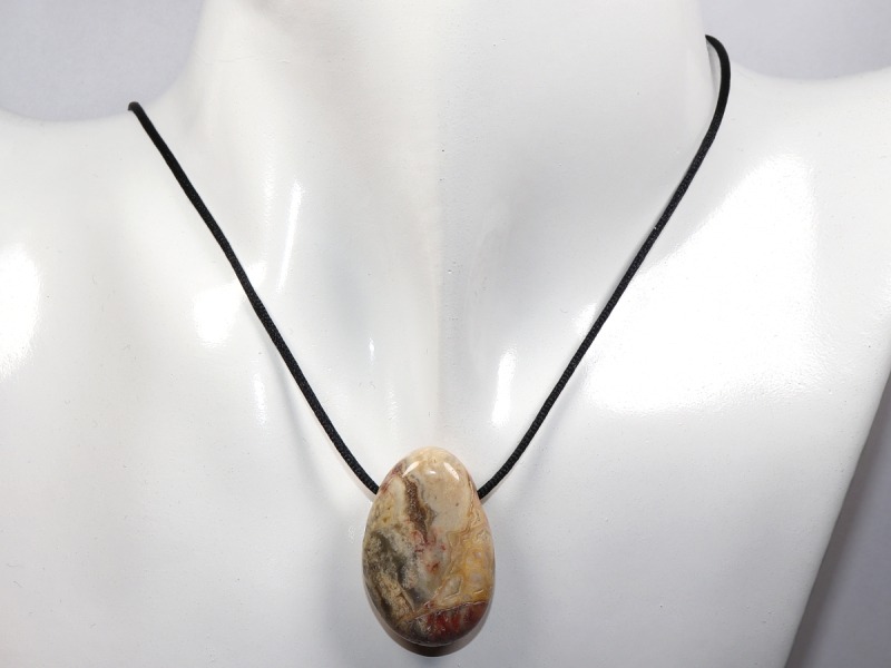 crazy lace agate with cord or silver 925