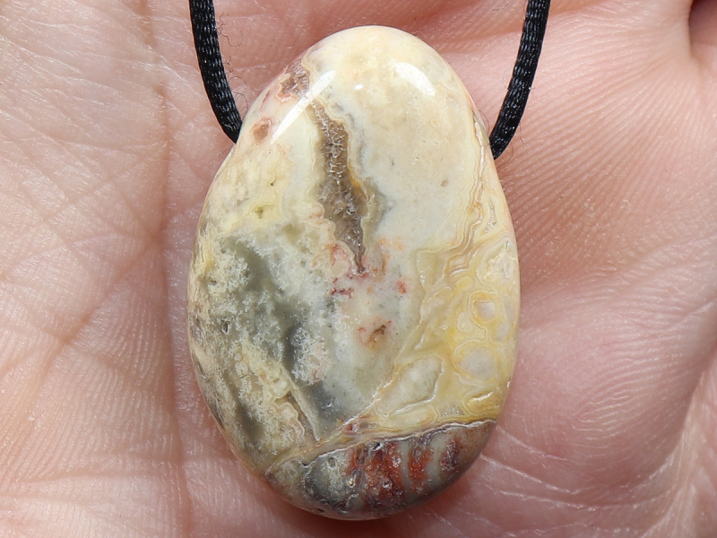crazy lace agate with cord or silver 925