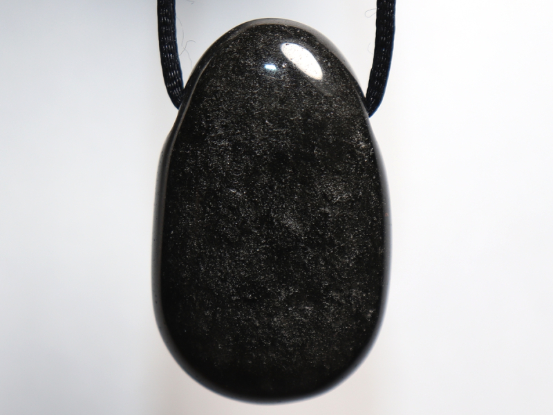 silver obsidian with cord or silver 925