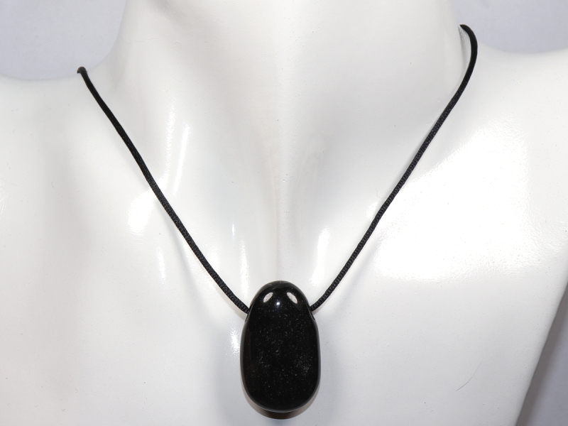 silver obsidian with cord or silver 925
