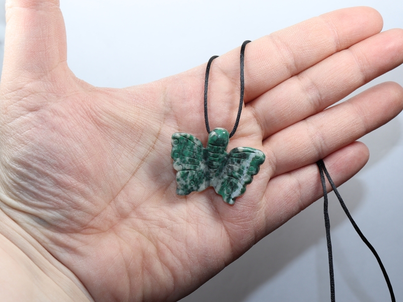 tree agate with cord or silver 925