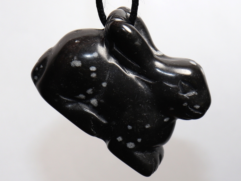 snowflake obsidian with cord or silver 925