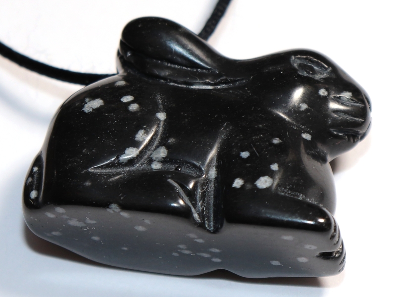 snowflake obsidian with cord or silver 925