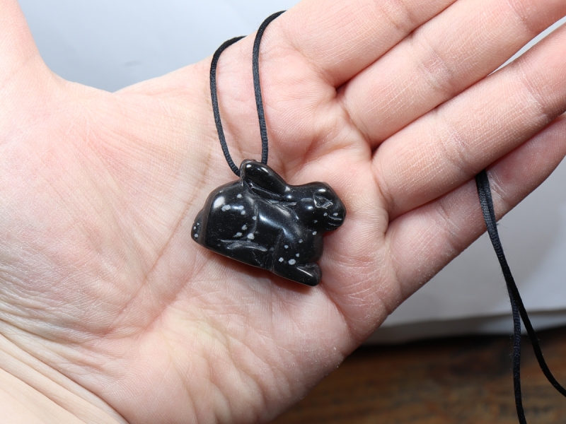 snowflake obsidian with cord or silver 925