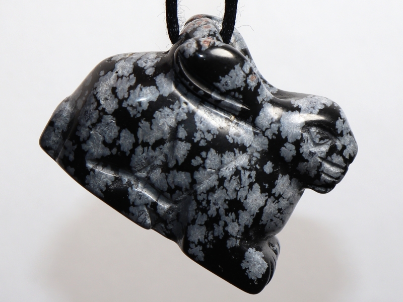 snowflake obsidian with cord or silver 925