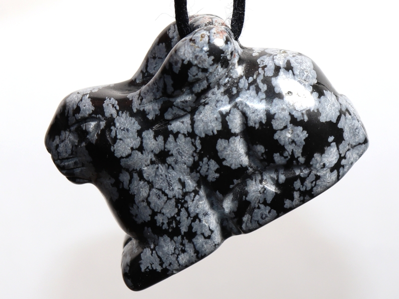 snowflake obsidian with cord or silver 925