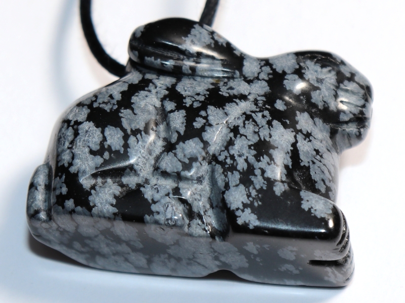 snowflake obsidian with cord or silver 925