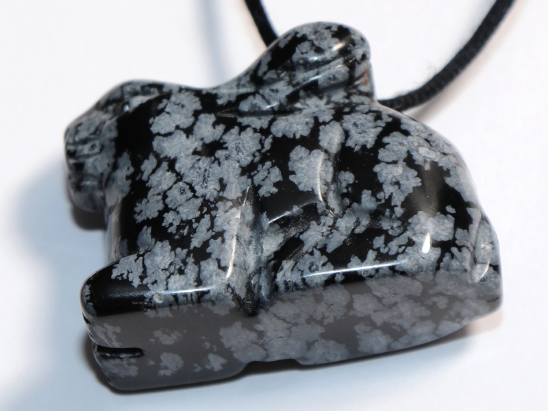 snowflake obsidian with cord or silver 925