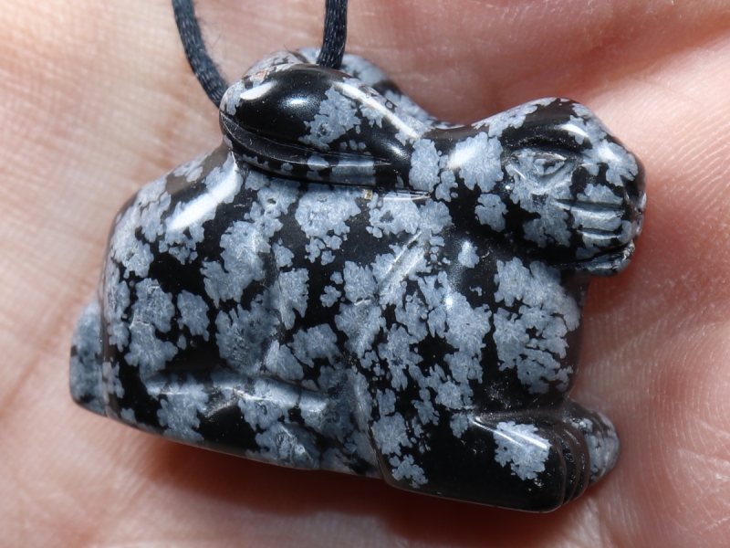 snowflake obsidian with cord or silver 925