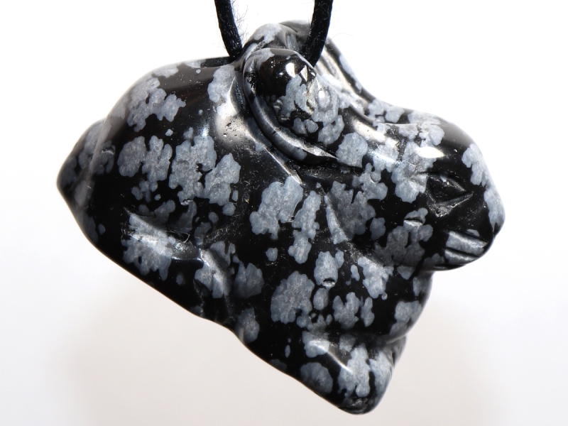 snowflake obsidian with cord or silver 925