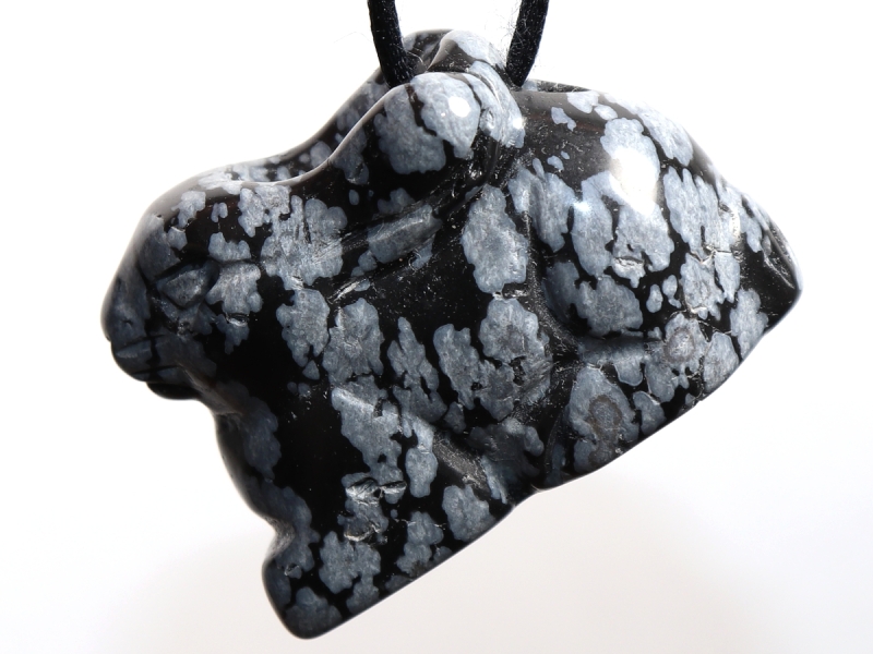 snowflake obsidian with cord or silver 925
