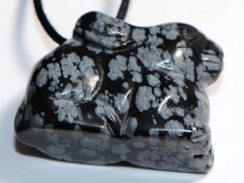 snowflake obsidian with cord or silver 925