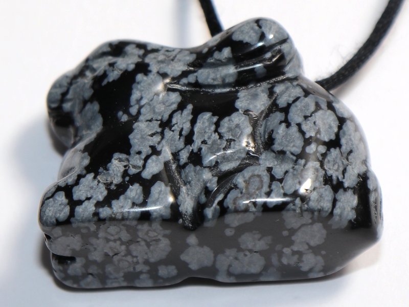 snowflake obsidian with cord or silver 925