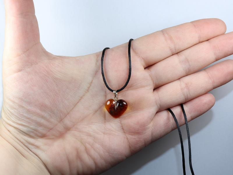 amber with cord or silver 925