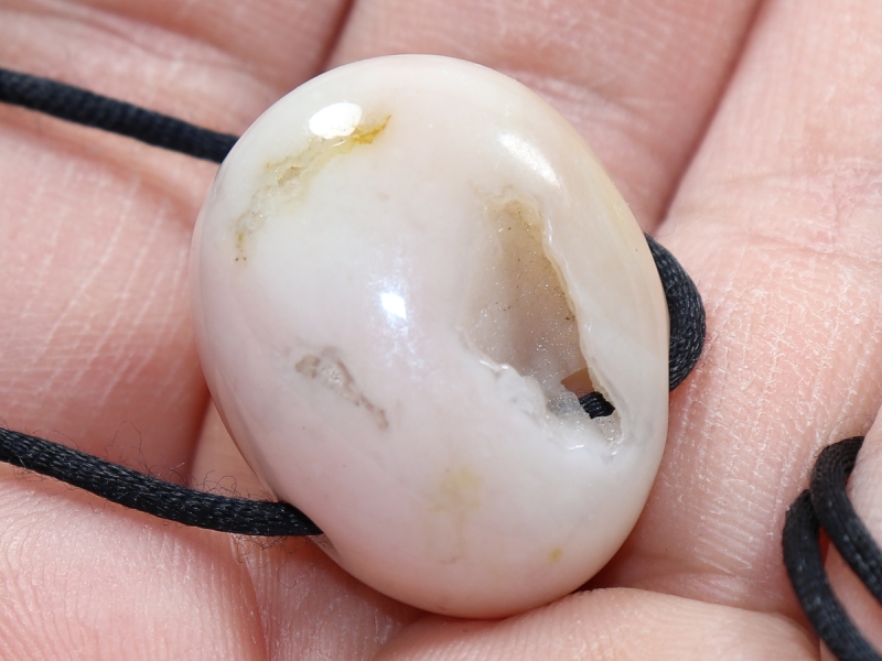 pink opal with cord or silver 925