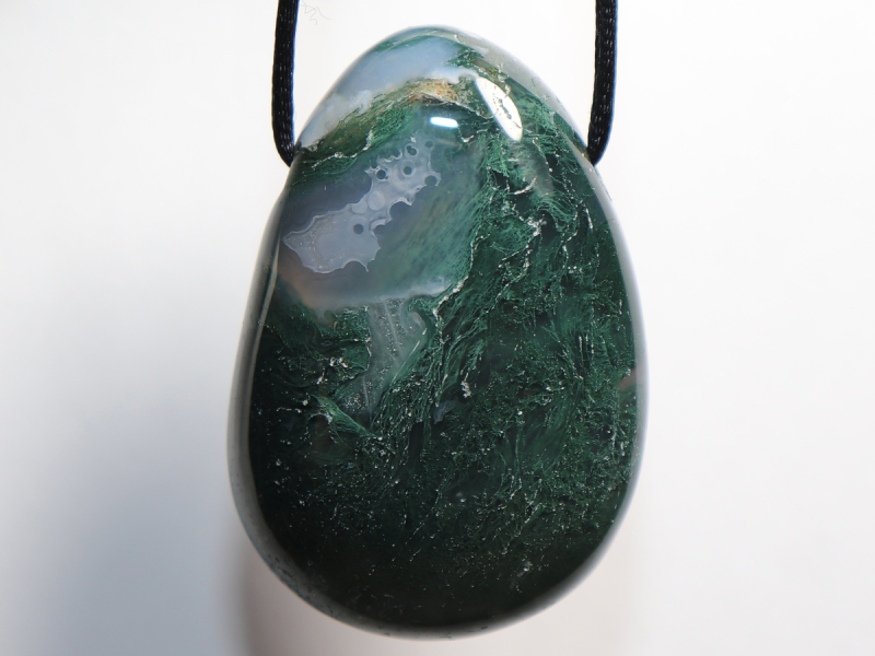 moss agate with cord or silver 925