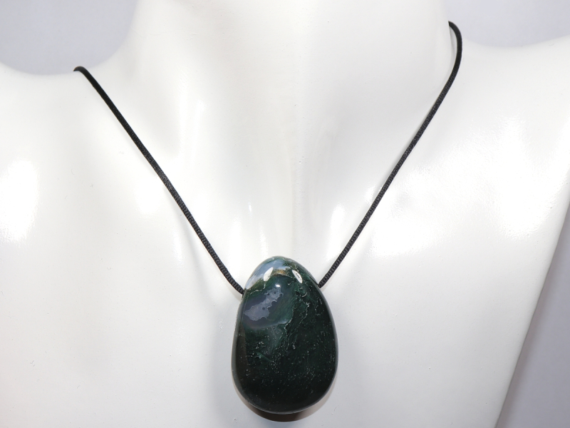 moss agate with cord or silver 925