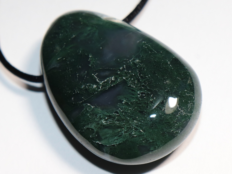 moss agate with cord or silver 925