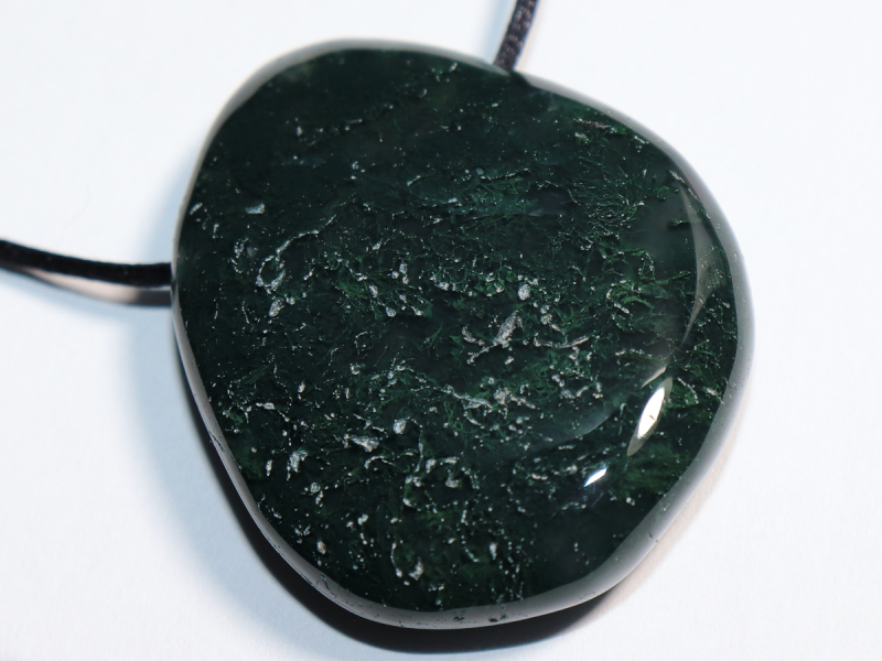 moss agate with cord or silver 925