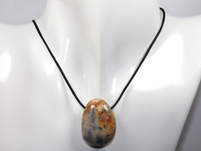 crazy lace agate with cord or silver 925