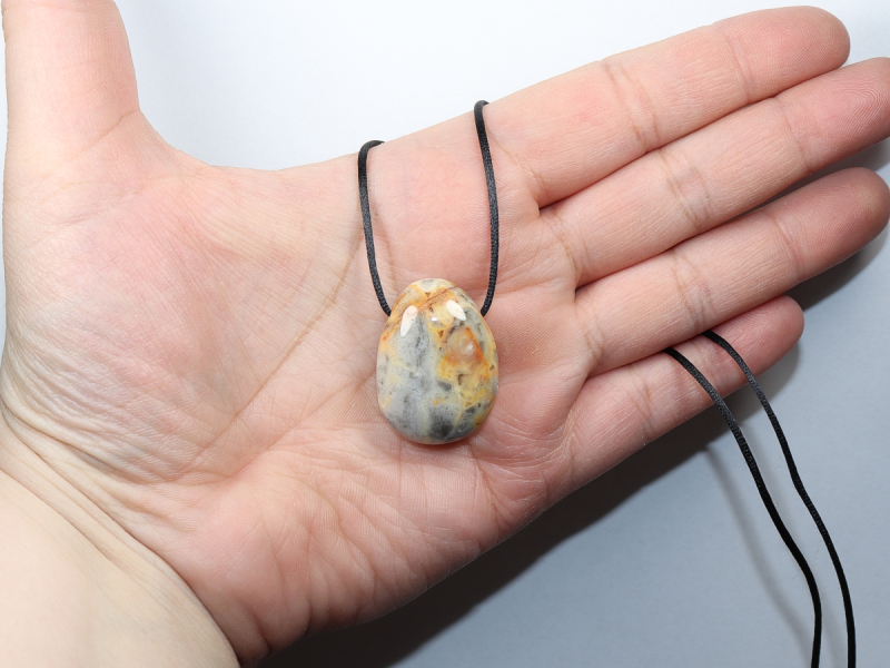 crazy lace agate with cord or silver 925