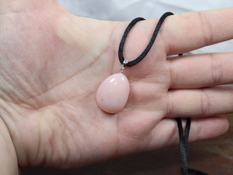 pink opal with cord or silver 925