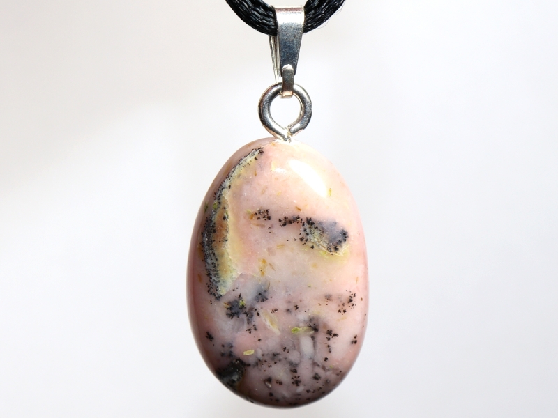 pink opal with cord or silver 925