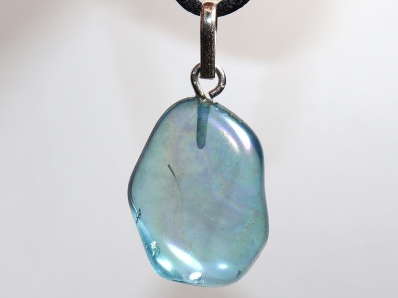 aqua aura with cord or silver 925