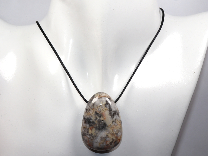 crazy lace agate with cord or silver 925