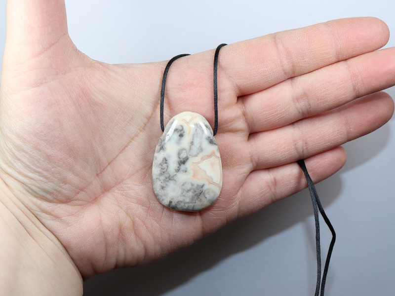 crazy lace agate with cord or silver 925