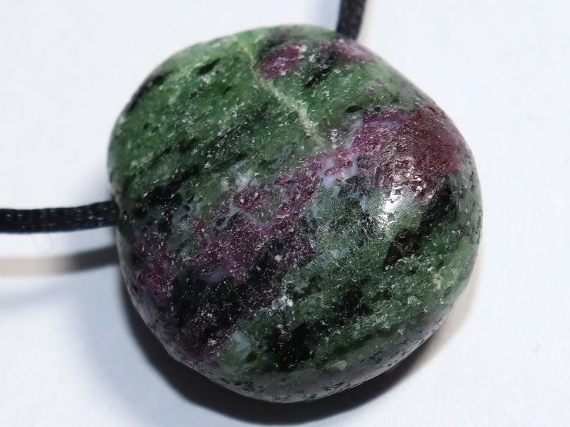 ruby in zoisite with cord or silver 925
