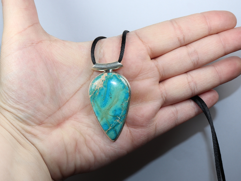 variscite with cord or silver 925