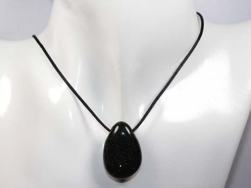 green goldstone with cord or silver 925