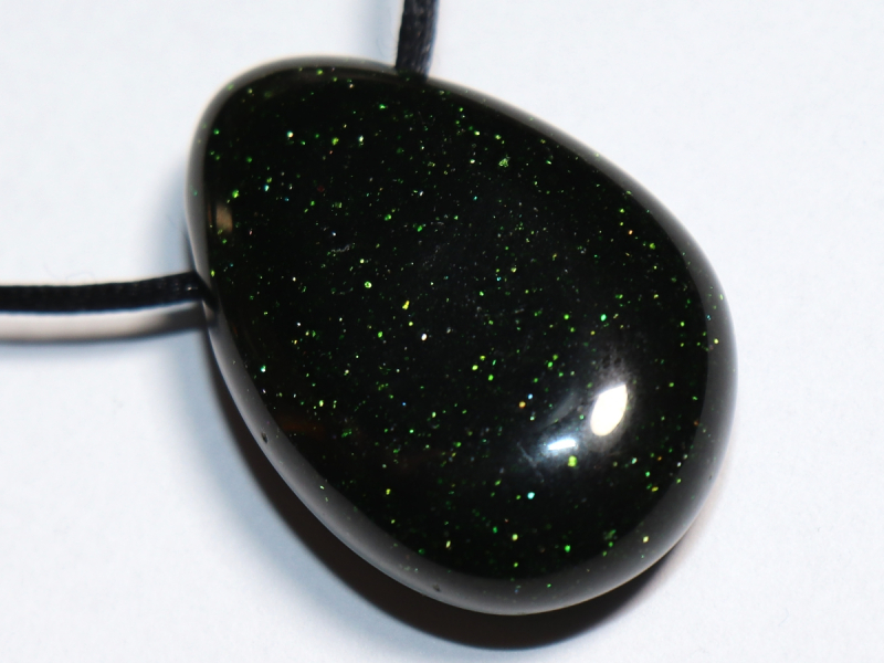 green goldstone with cord or silver 925