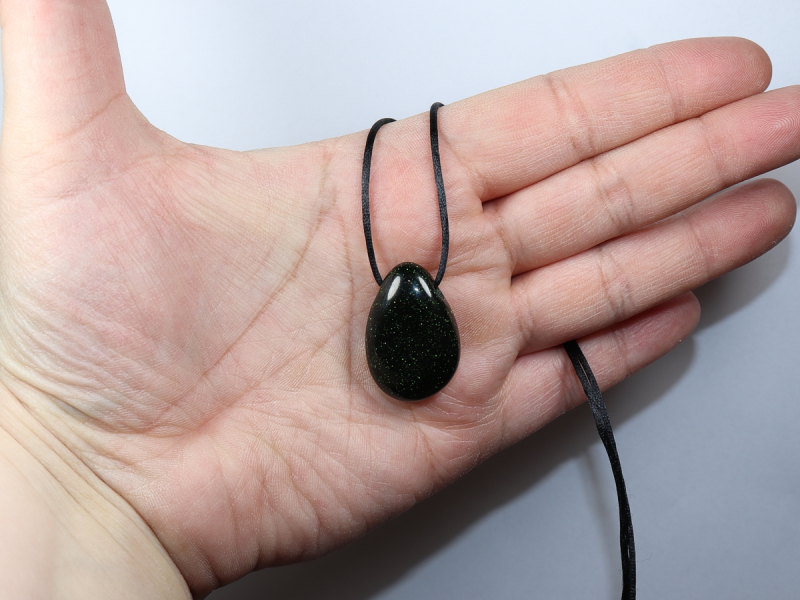 green goldstone with cord or silver 925