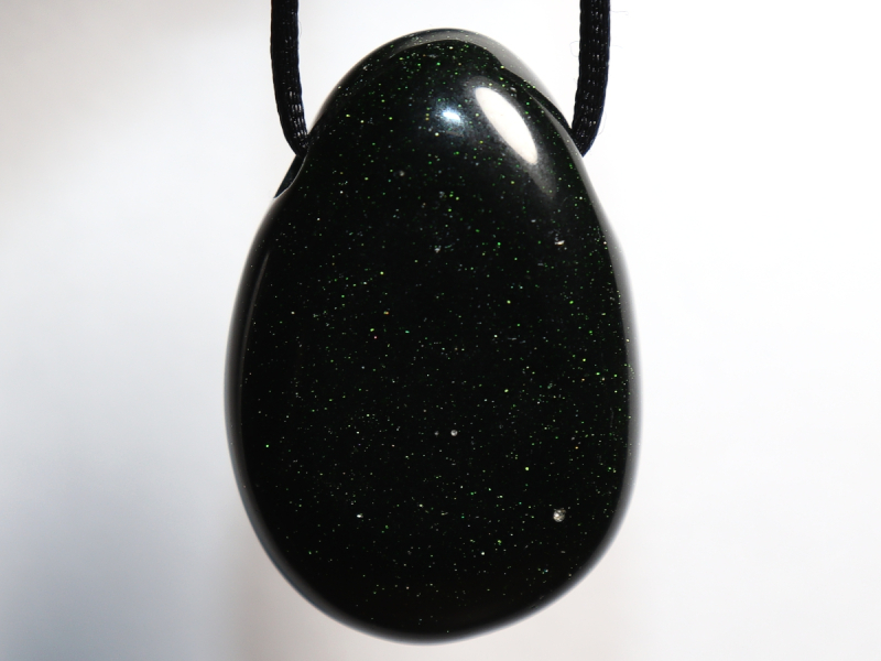 green goldstone with cord or silver 925