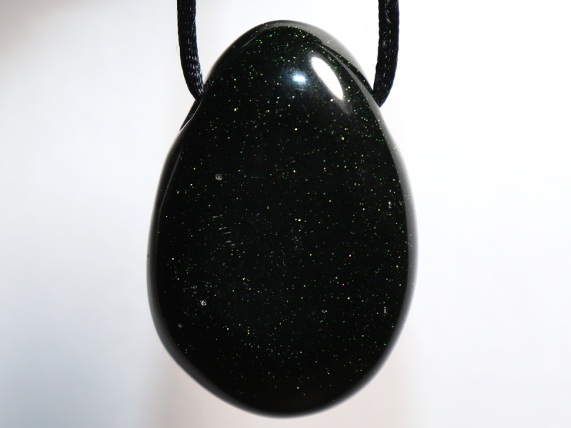 green goldstone with cord or silver 925