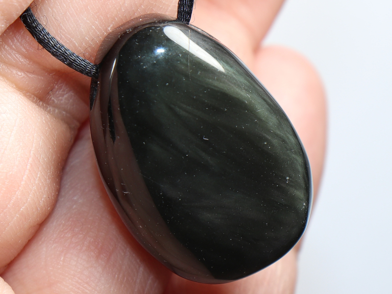Regenbogenobsidian mit Band oder Silber 925