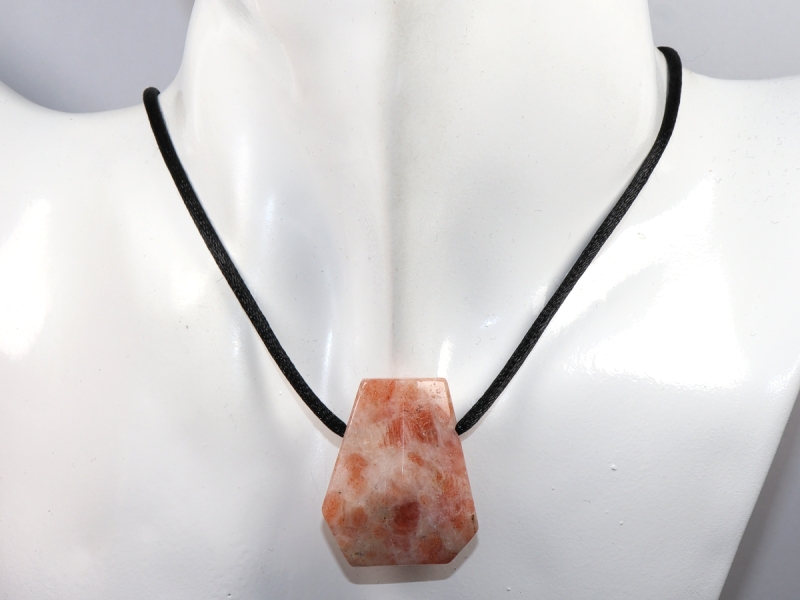 sunstone with cord or silver 925