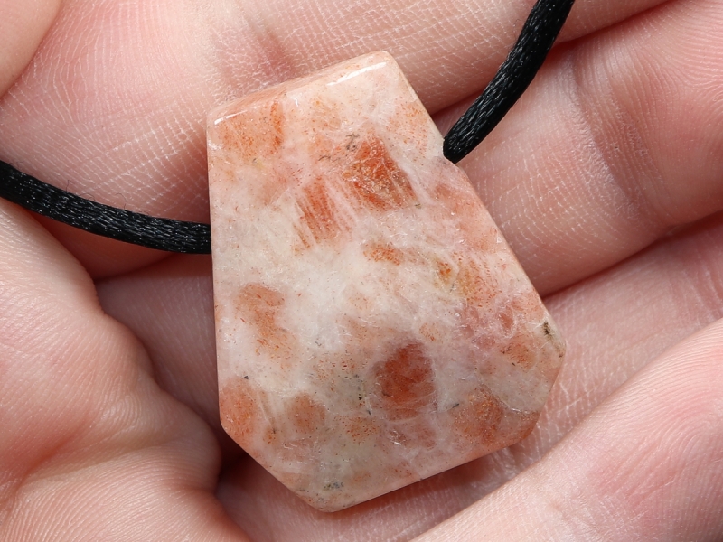 sunstone with cord or silver 925