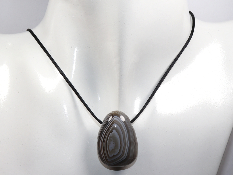 Botswana agate with cord or silver 925