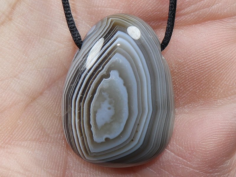 Botswana agate with cord or silver 925