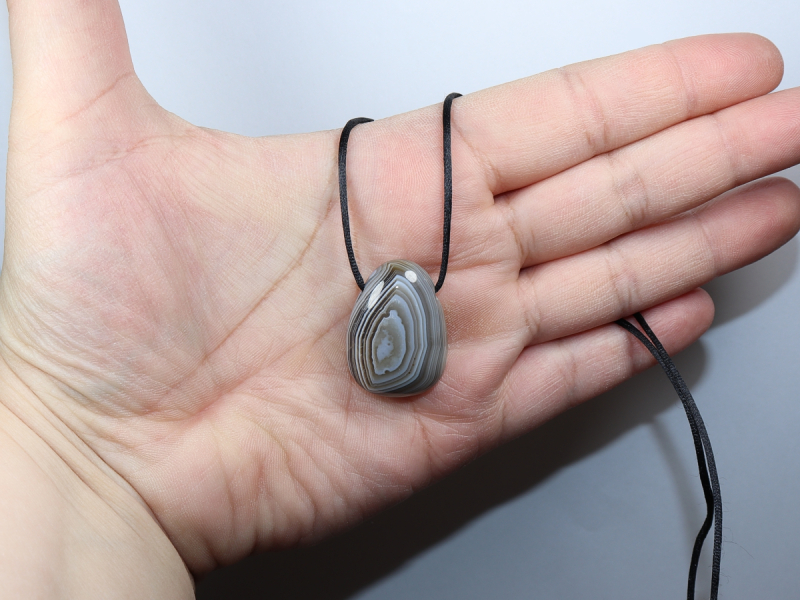 Botswana agate with cord or silver 925