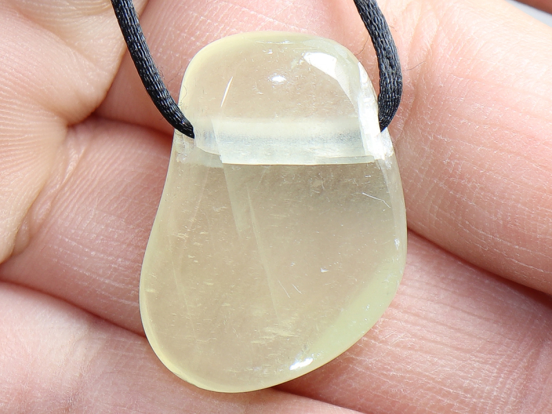 green calcite with cord or silver 925