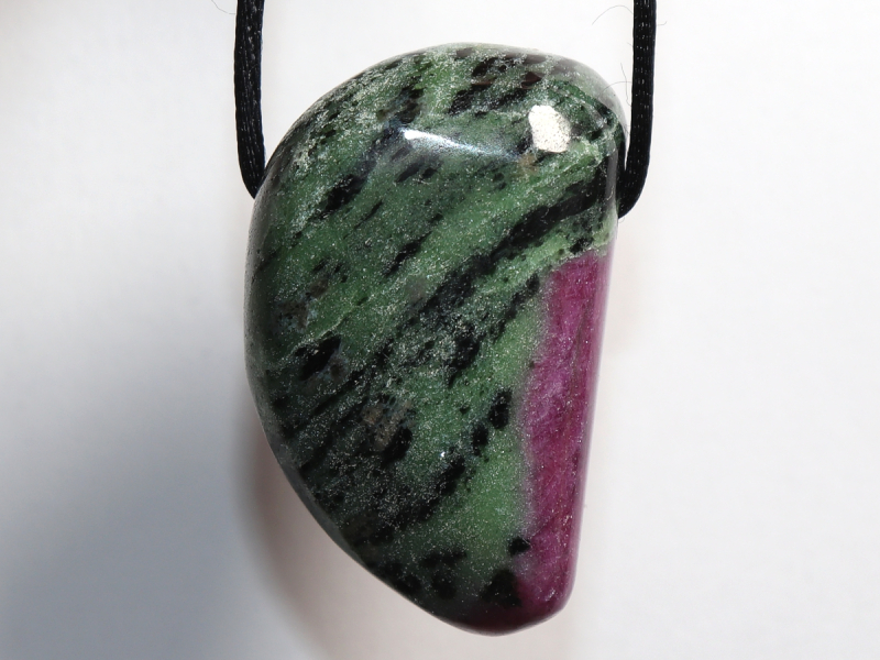 ruby in zoisite with cord or silver 925
