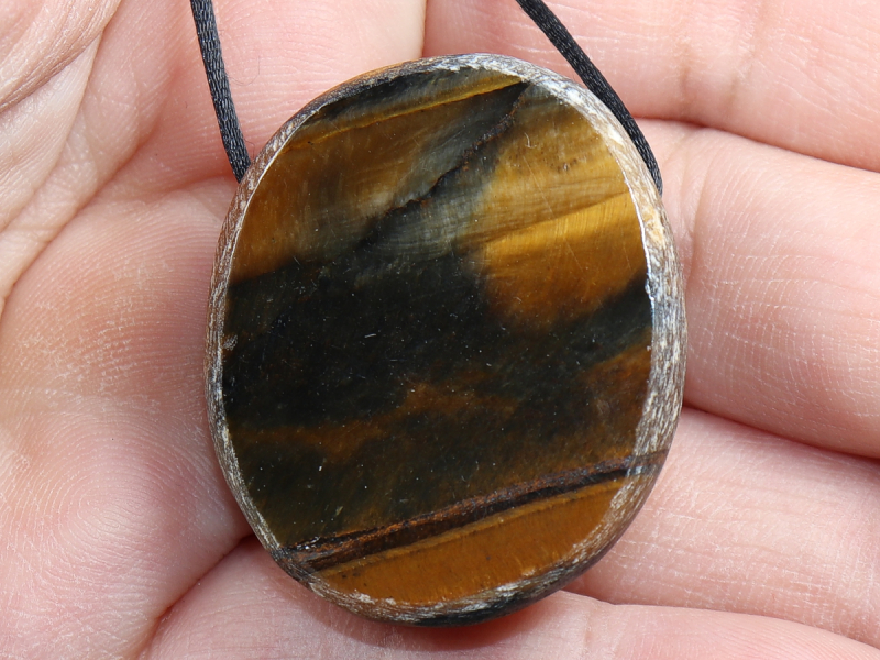 hawks eye with tiger's eye with cord or silver 925