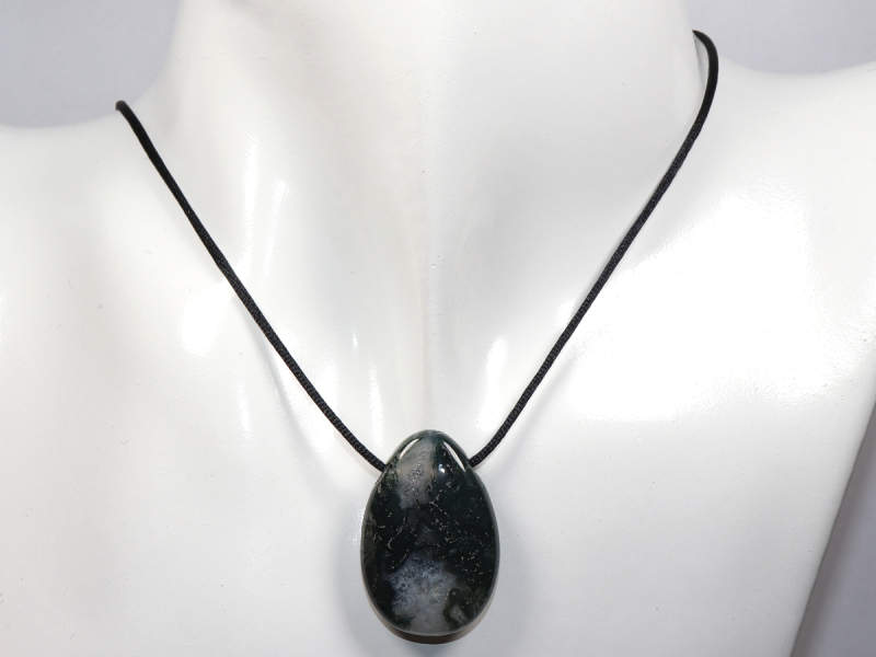moss agate with cord or silver 925
